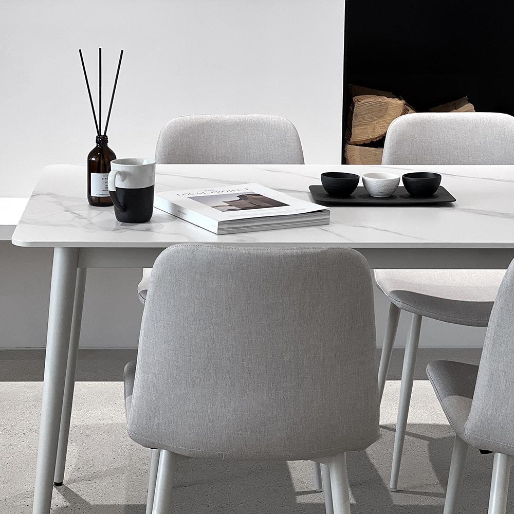 로포텐 델피 세라믹식탁 세트 4인용 식탁 포세린 마블화이트 1400 의자2 벤치