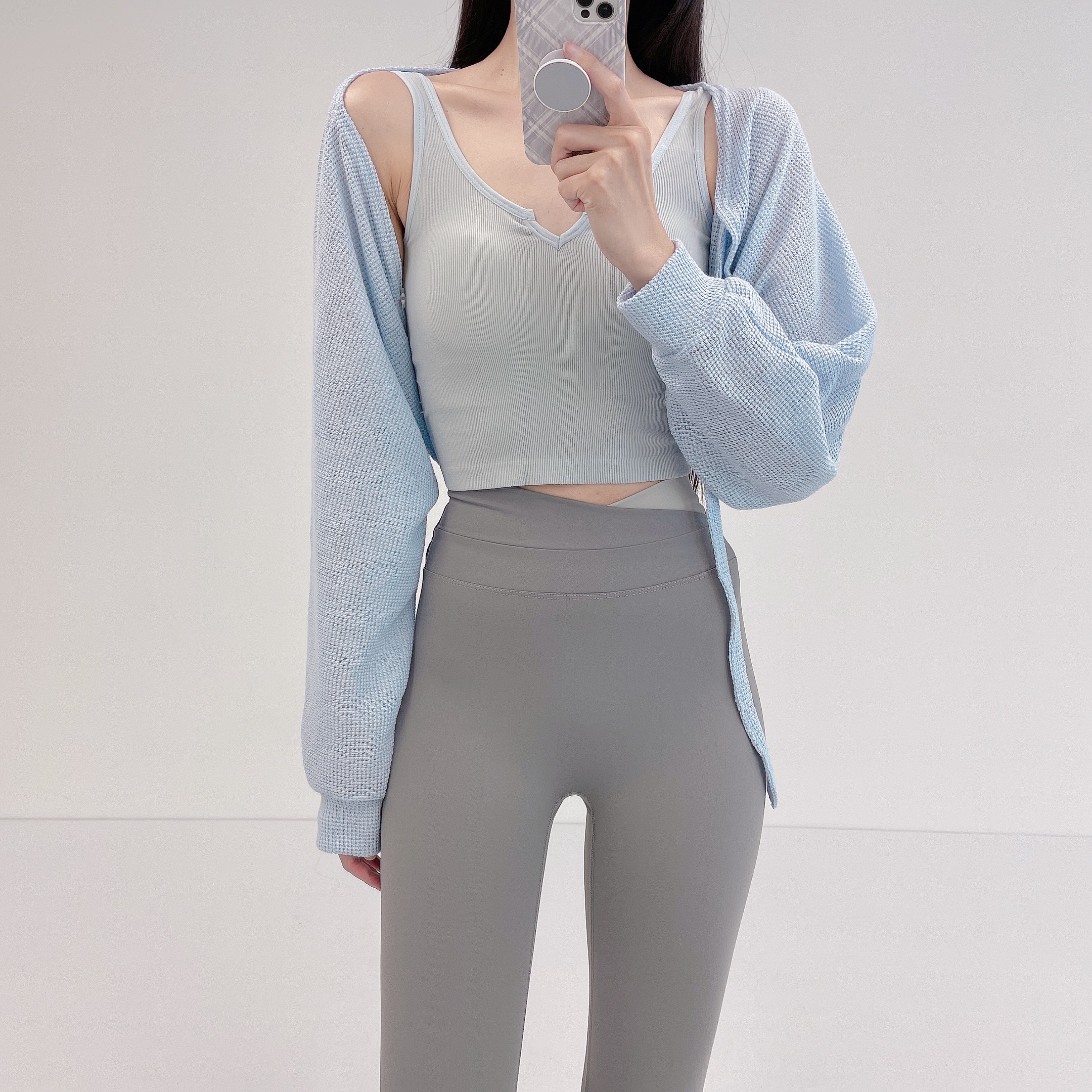 로라벨 꿈 요가브라탑 요가복 필라테스복 노와이어 나시 크롭 필라테스 요가 상의 필라테스옷 - 상세 이미지 3
