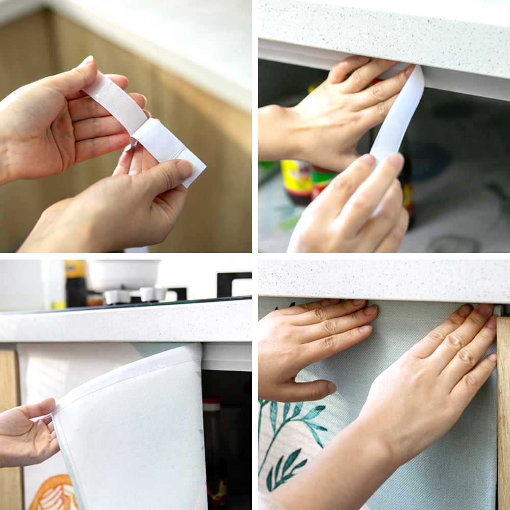 책장 선반 가리개 찍찍이 벨크로 붙이는 커튼 수납장 가림천 창문 가림막 6종 브라운캣 S