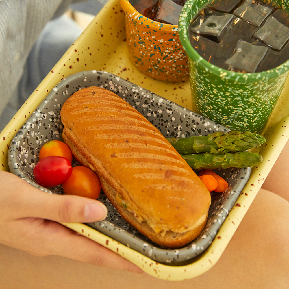 에딩 밀키웨이 법랑그릇 사각 트레이 플레이트 오븐 사각볼 캠핑식기