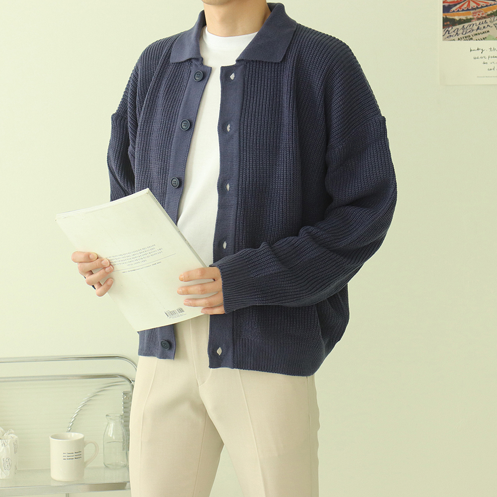 남자가디건 빅사이즈 오버핏 커플 카라가디건 이미지 3