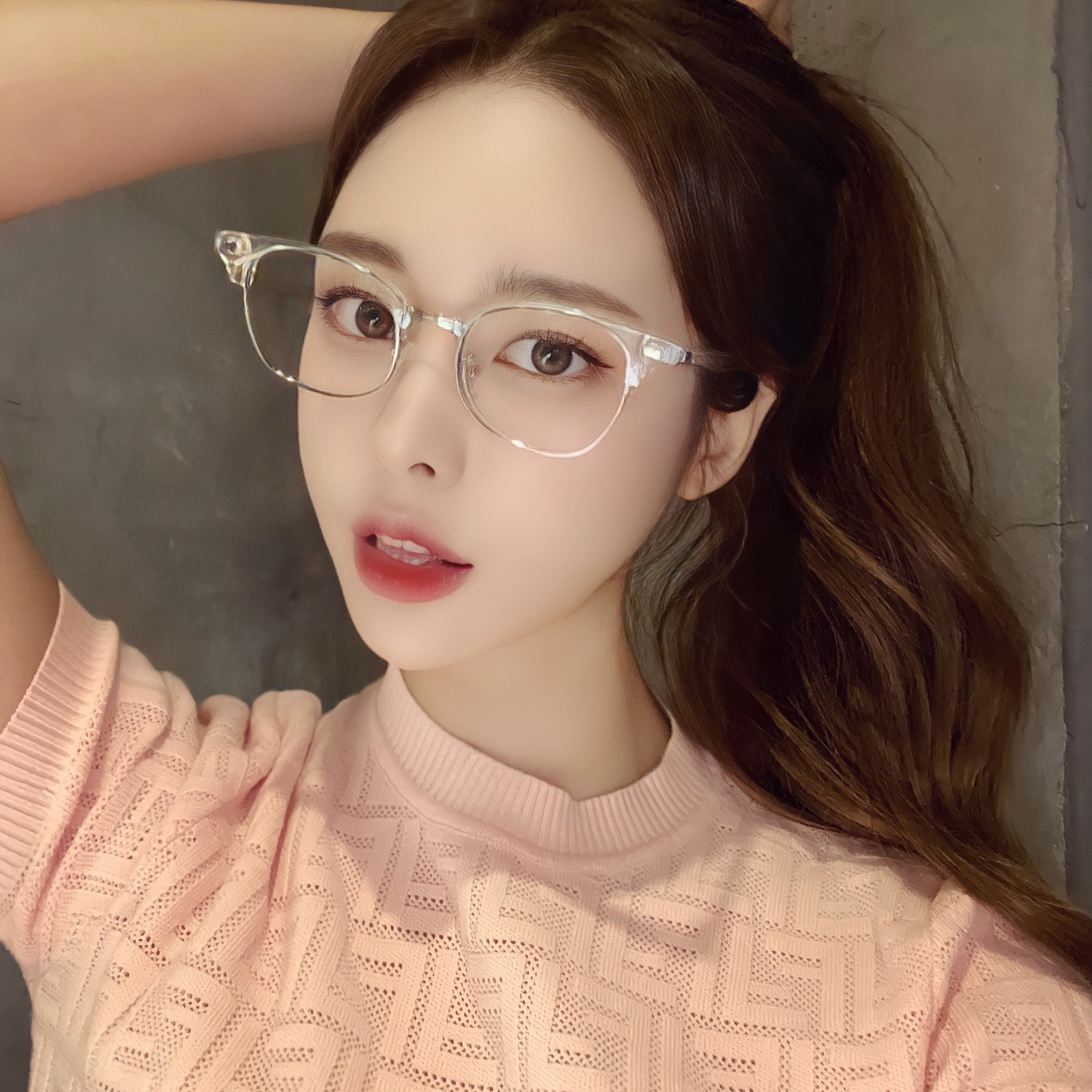 남자 여자 사각 투명 가벼운 하금테 하은테 반뿔테 반테 패션 블루라이트차단 안경 E386