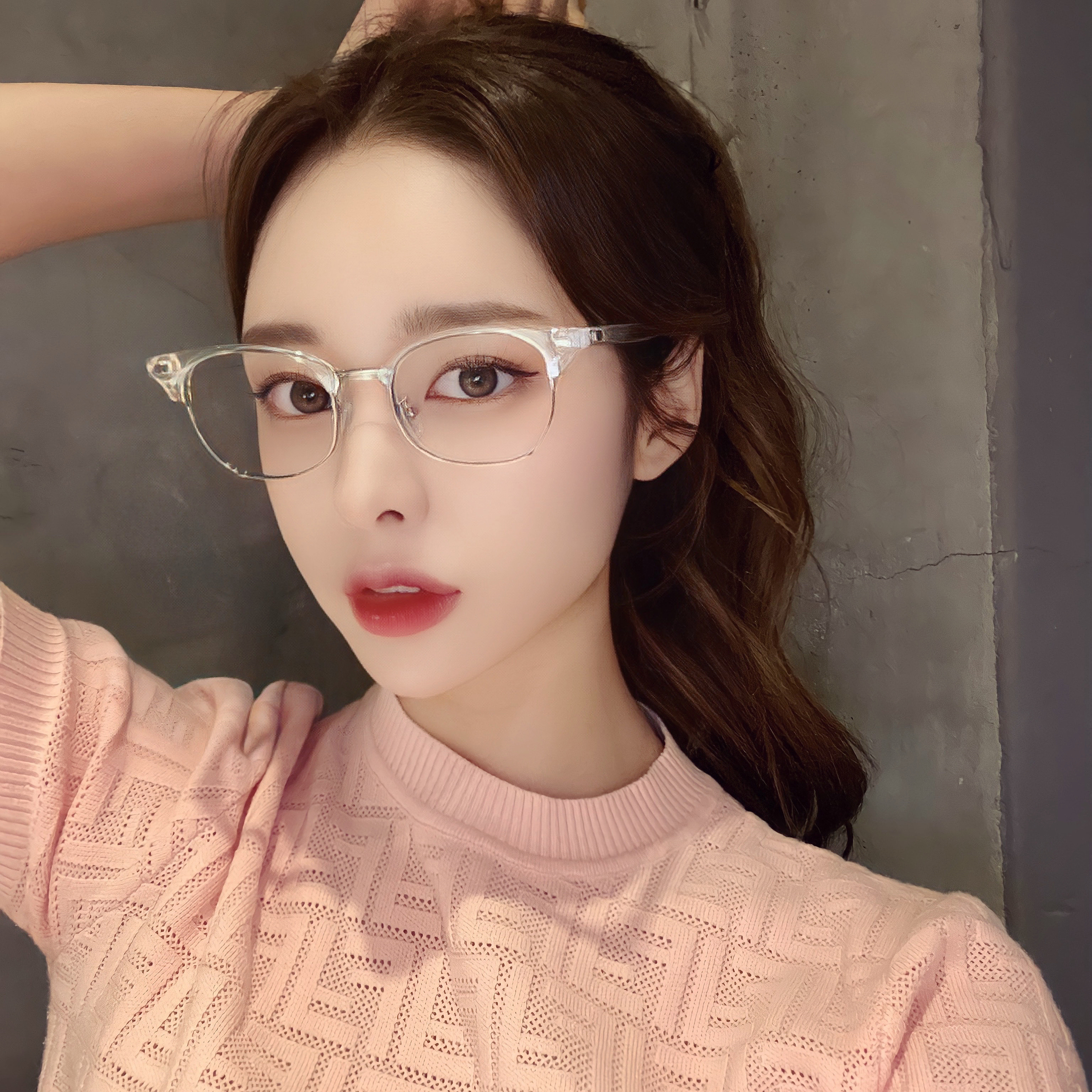 남자 여자 사각 투명 가벼운 하금테 하은테 반뿔테 반테 패션 블루라이트차단 안경 E386