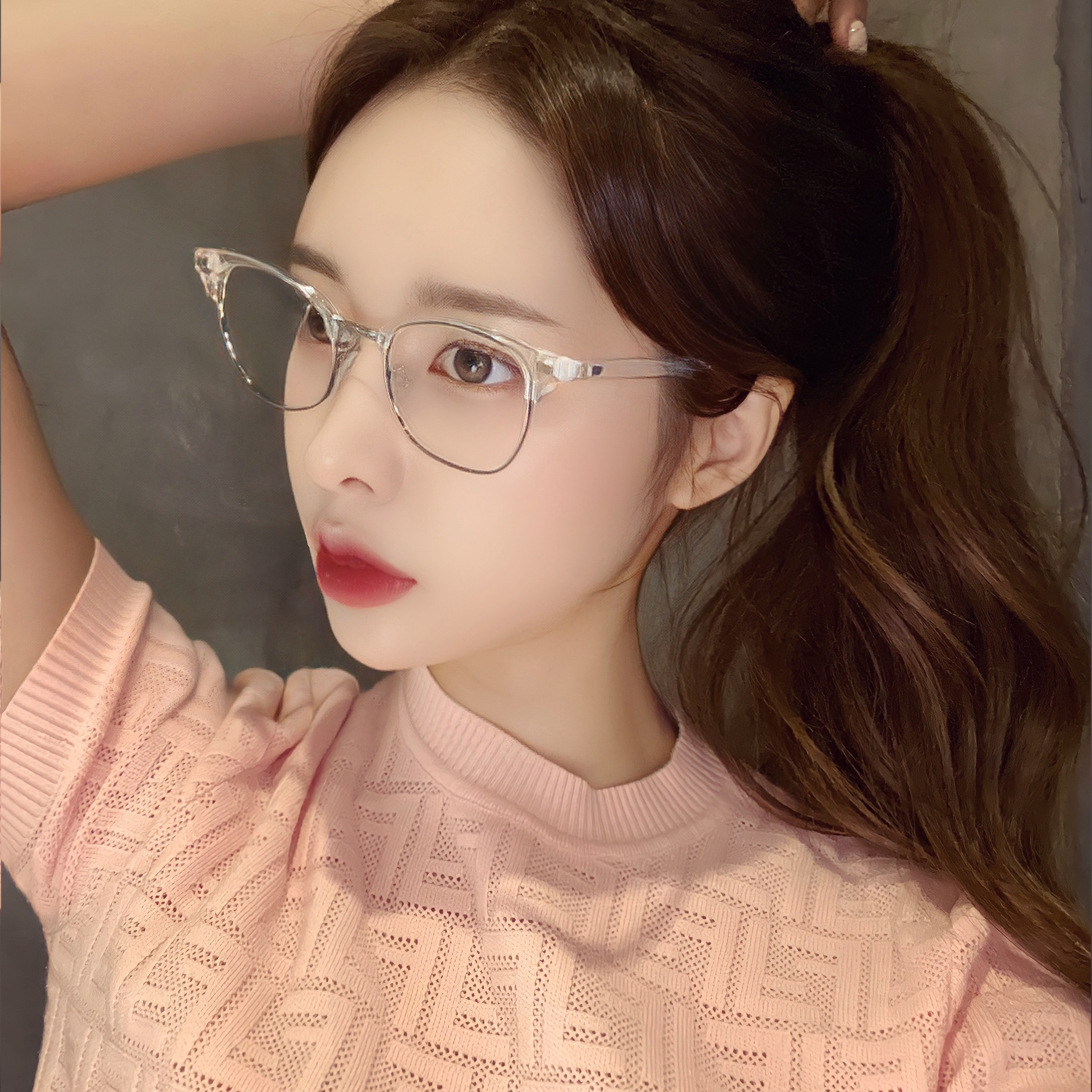 남자 여자 사각 투명 가벼운 하금테 하은테 반뿔테 반테 패션 블루라이트차단 안경 E386