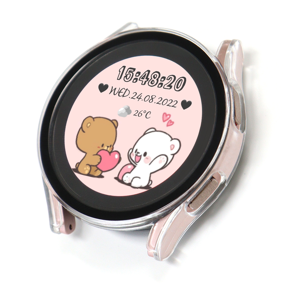 갤럭시워치5 워치4 삼성 호환 강화유리 하드 풀커버 케이스 투명 - 상품 이미지