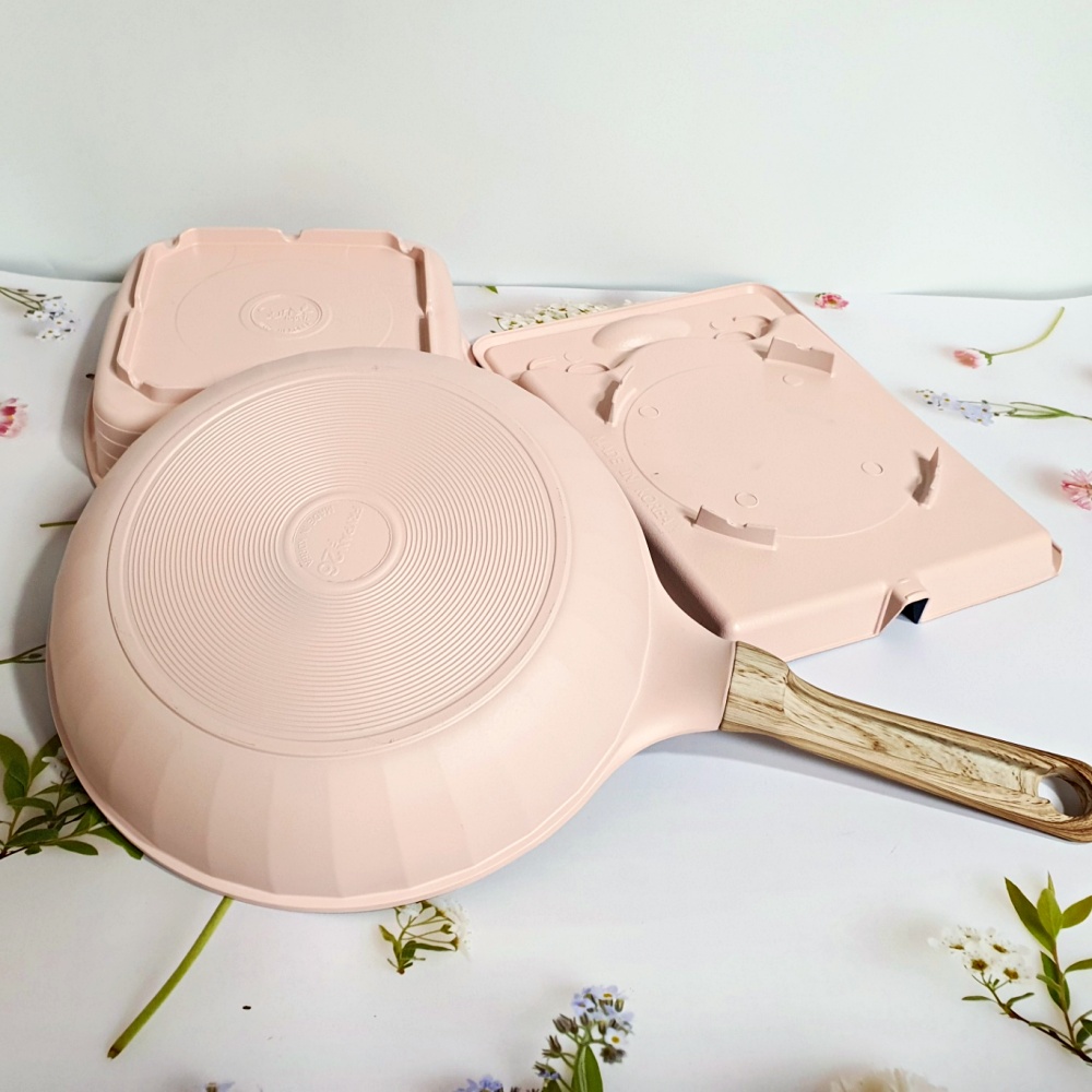 슬림 가스버너 후라이팬 26cm 핑크블로썸 2종 세트 휴대용버너 프라이팬