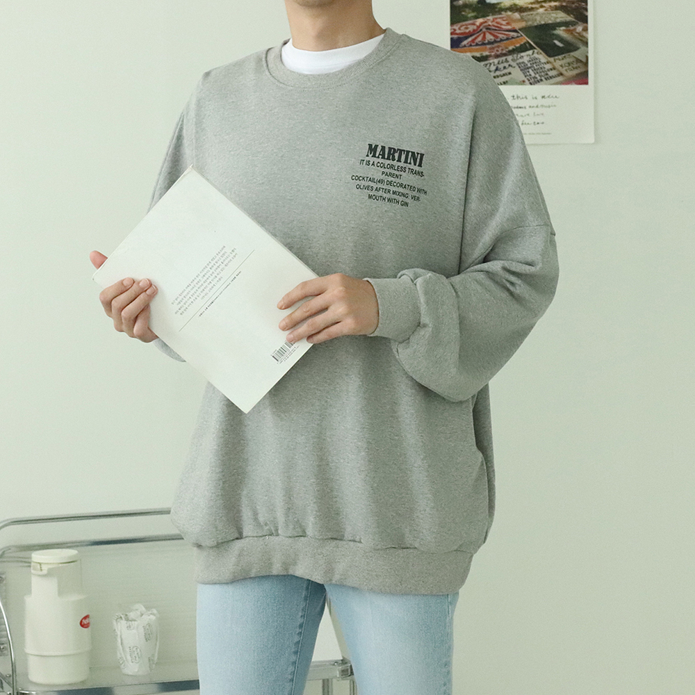 남자맨투맨 오버핏 커플 맨투맨 남자긴팔티 이미지 2