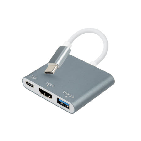 컴스마트 FW773 Coms USB C타입 to HDMI 멀티 컨버터 HDMI 4K@30Hz 미러링 USB 3.0 포트 보조전원 충전