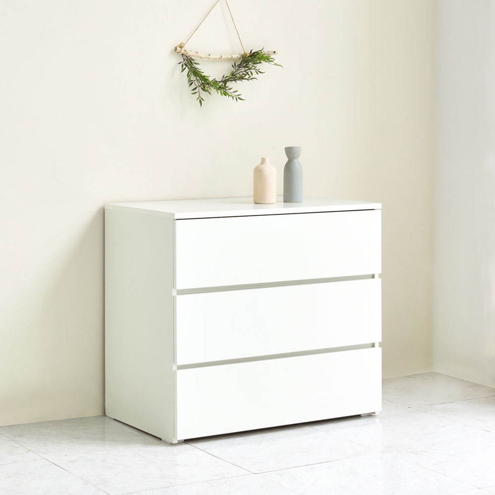 올굿퍼니처 데이브 와이드 슬림 좁은 서랍장 800x500x743mm, 3단, 화이트 - 상세 이미지 2