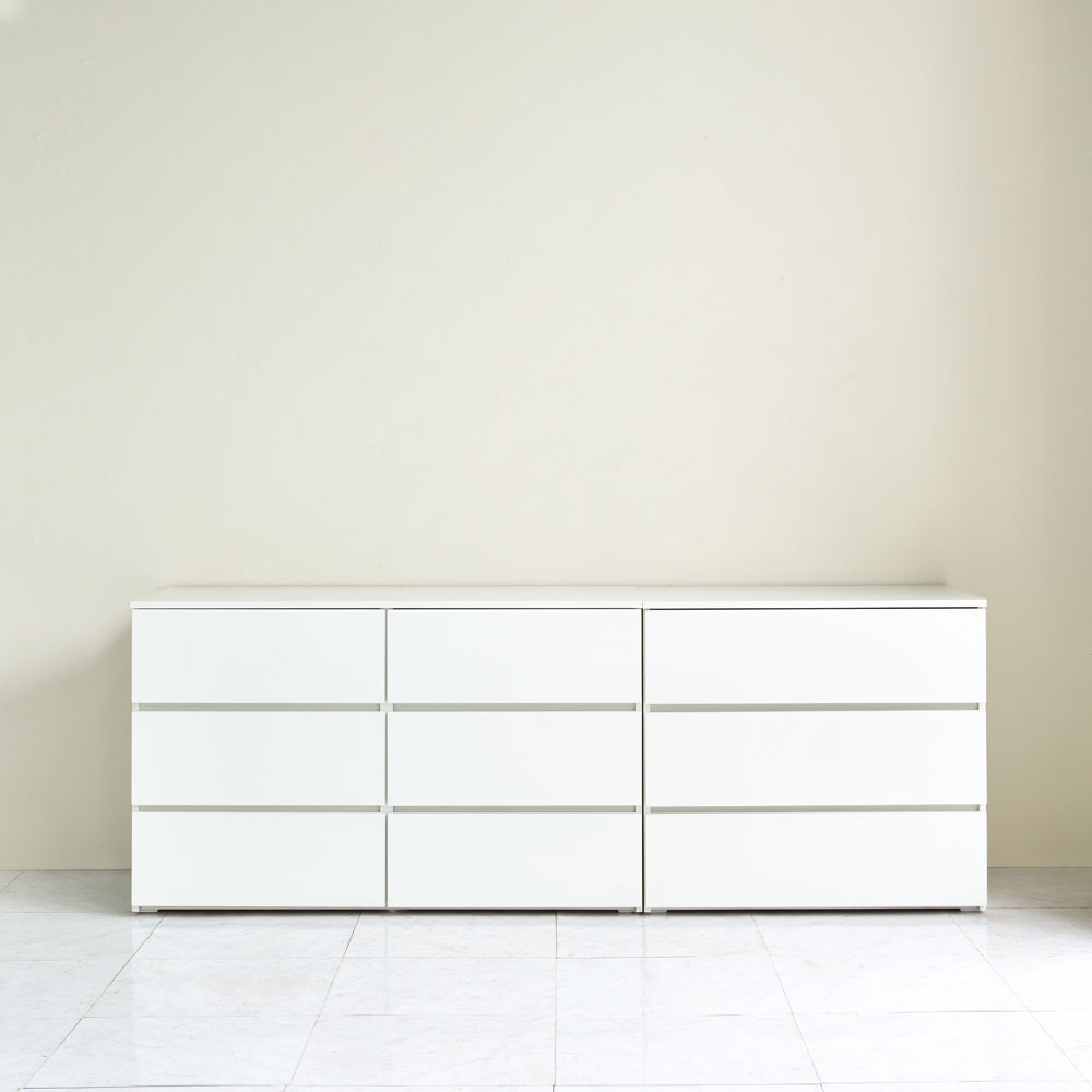 올굿퍼니처 데이브 와이드 슬림 좁은 서랍장 800x500x743mm, 3단, 멀바우화이트 이미지 6