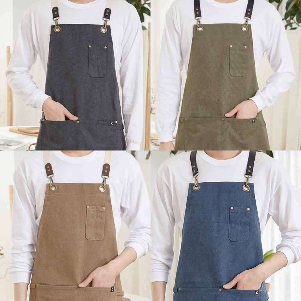 유니스토어 6컬러 제페토 캔버스 앞치마 카페 식당 공방 주방 플로리스트 미용실 바리스타 : UNISTORE