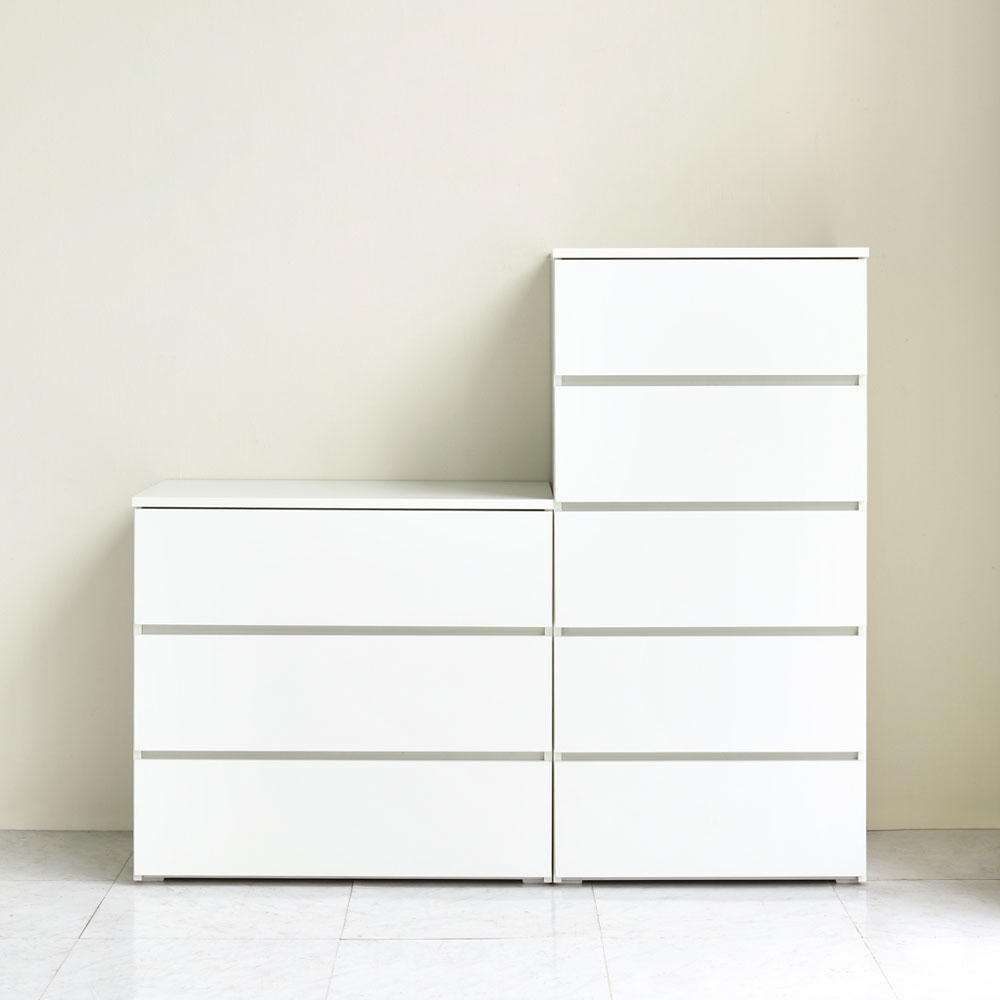 올굿퍼니처 데이브 와이드 슬림 좁은 서랍장 800x500x743mm, 3단, 멀바우화이트 - 상세 이미지 5