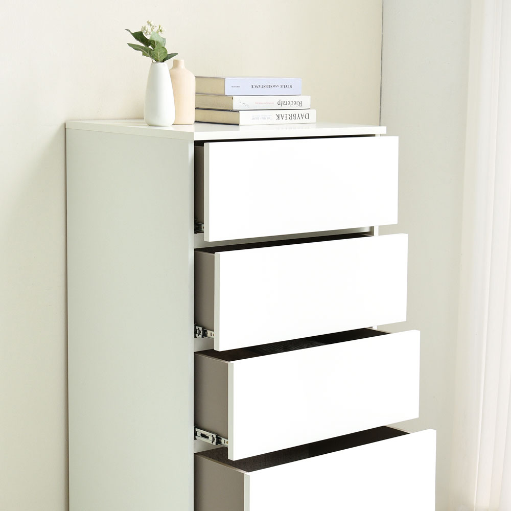 올굿퍼니처 데이브 와이드 슬림 좁은 서랍장 800x500x743mm, 3단, 멀바우화이트 - 상세 이미지 3