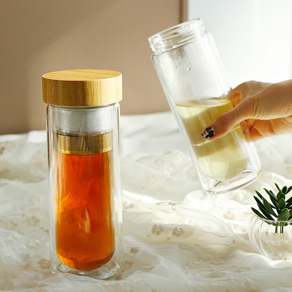 리유저블컵 이중 진공 유리 투명텀블러 미니 티 텀블러 머그 380ml - 메인 이미지