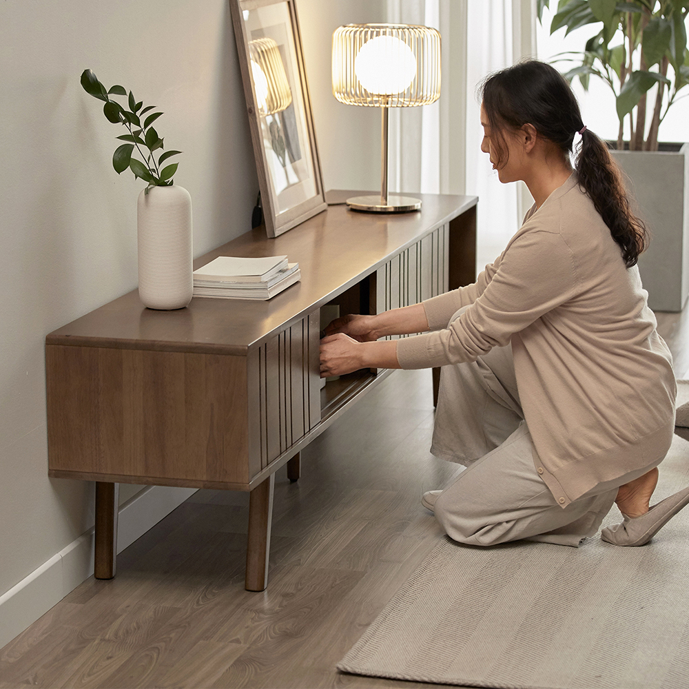 고무나무 원목 로렌 티비다이 높은 TV 거실장 1500