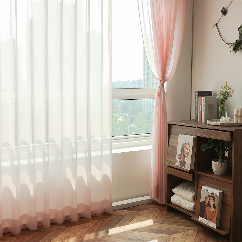 소르르 비침없는 하늘하늘 화이트 이음선없는 나비주름 호텔식 쉬폰커튼 맞춤제작 120x265