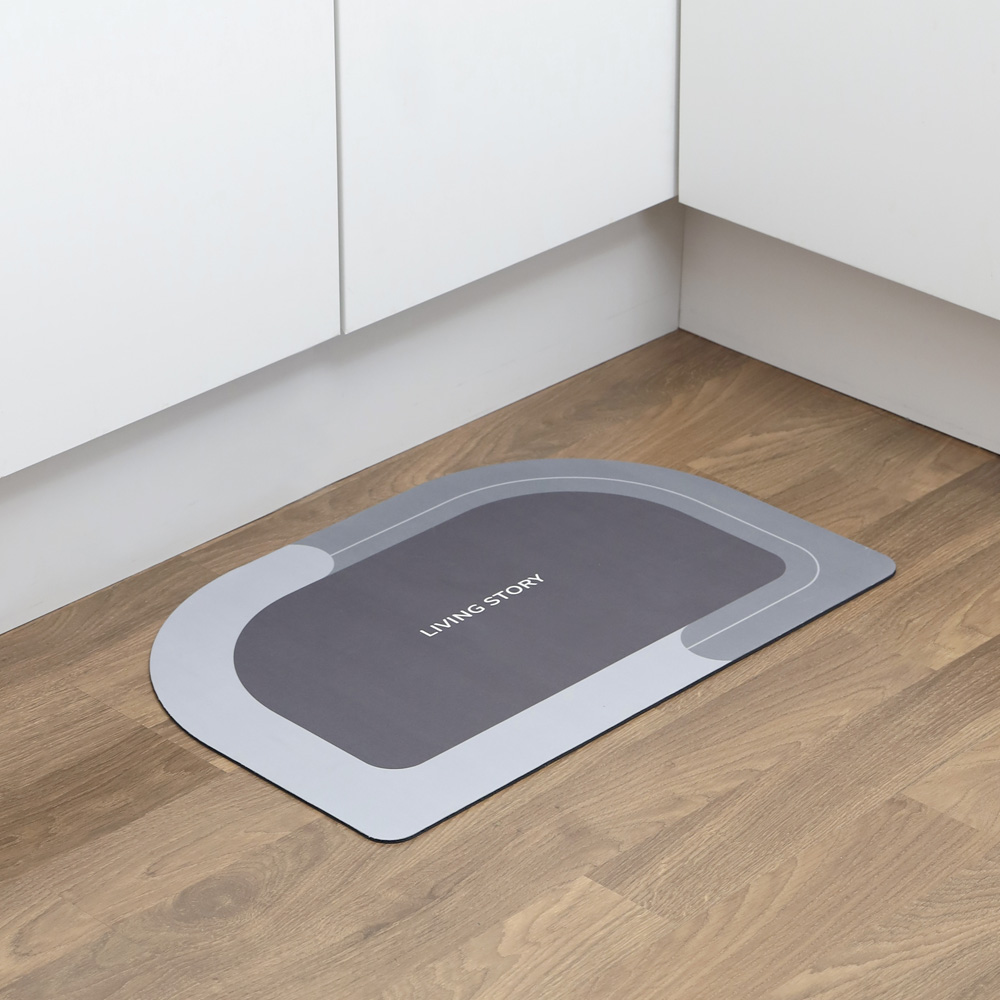 파쿠젠 1+1 빨아 쓰는 규조토 매트 욕실 발매트 그레이+다크그레이, 60x40cm