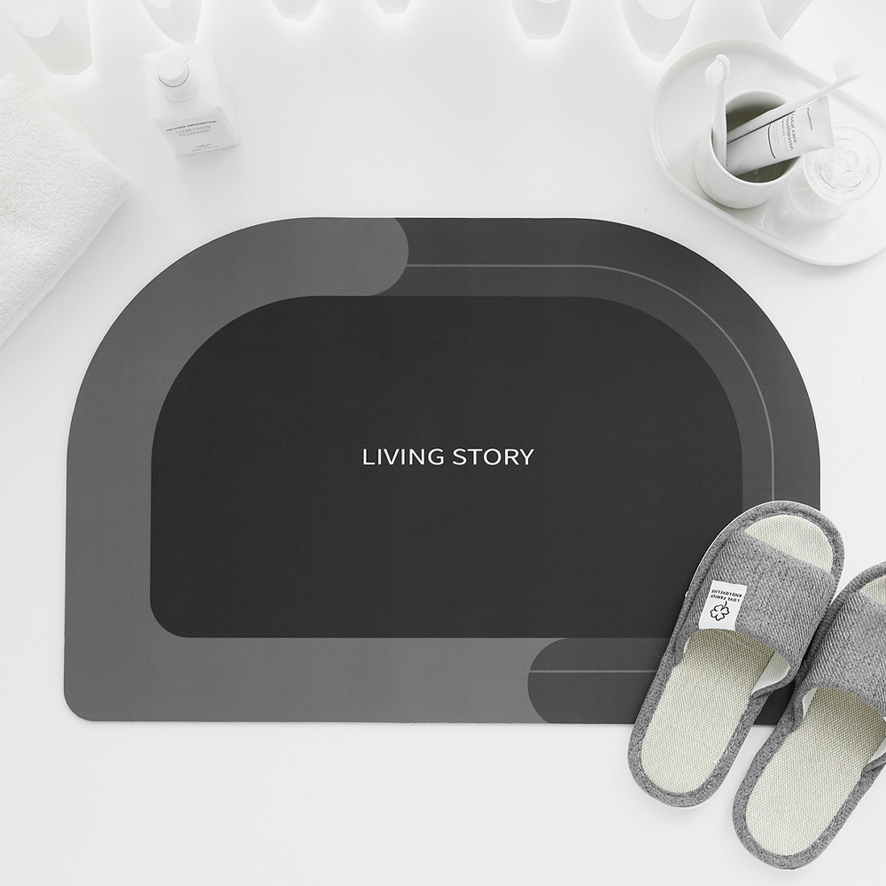 파쿠젠 1+1 빨아 쓰는 규조토 매트 욕실 발매트 그레이+다크그레이, 60x40cm