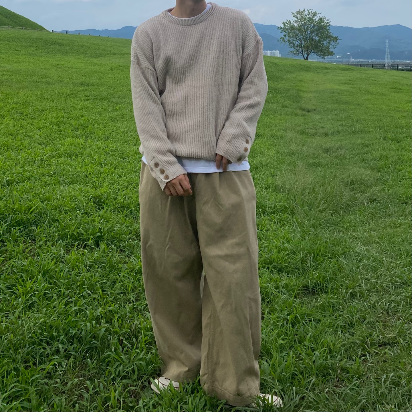 벌룬팬츠 치노팬츠 남자통바지 허벅돼바지 - 상세 이미지 4