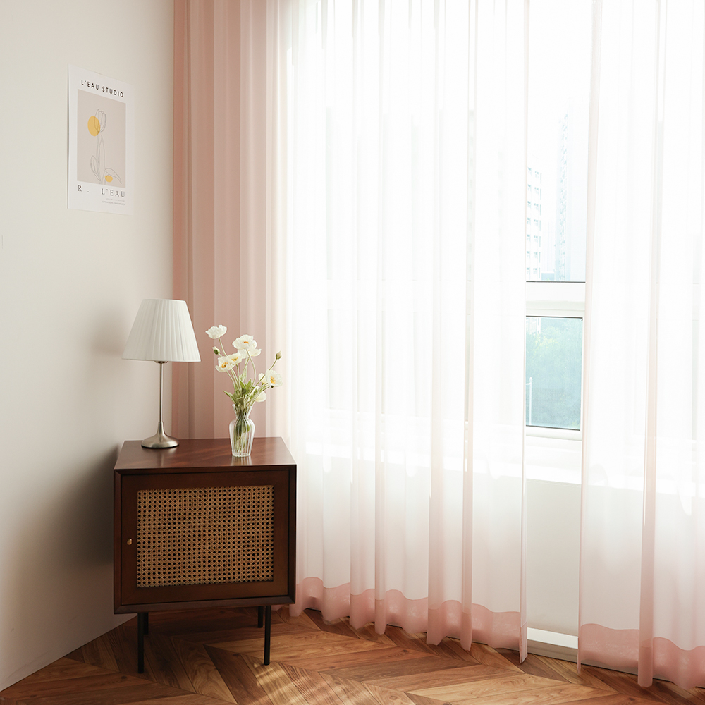 소르르 비침없는 하늘하늘 화이트 이음선없는 나비주름 호텔식 쉬폰커튼 맞춤제작 120x265