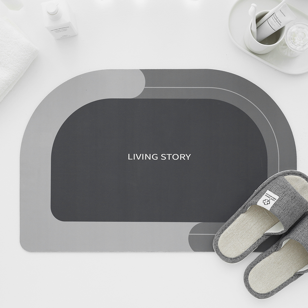 파쿠젠 1+1 빨아 쓰는 규조토 매트 욕실 발매트 그레이+다크그레이, 60x40cm