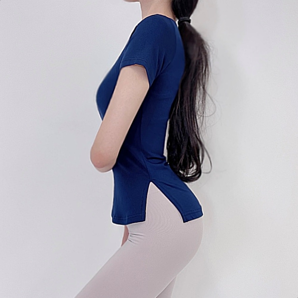 로라벨 운유 필라테스복 여성 요가복 필라테스 요가 상의 티셔츠 옷 커버업 애슬레저 반팔 - 메인 이미지