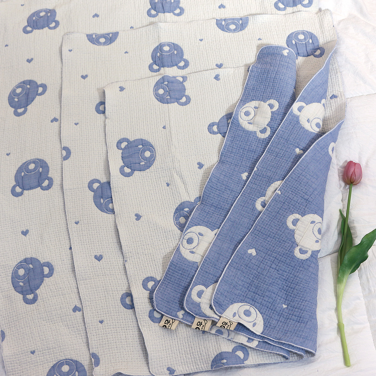 강아지이불 거즈 애견 부드러운 사계절 담요 강아지블랭킷 곰돌이 푸푸블랭킷 블루