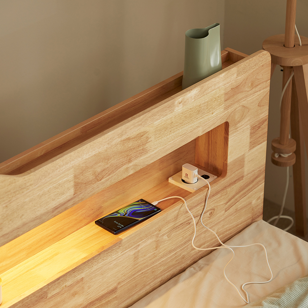 [무료배송] 루이스 LED 평상형 수납 침대 프레임 SS