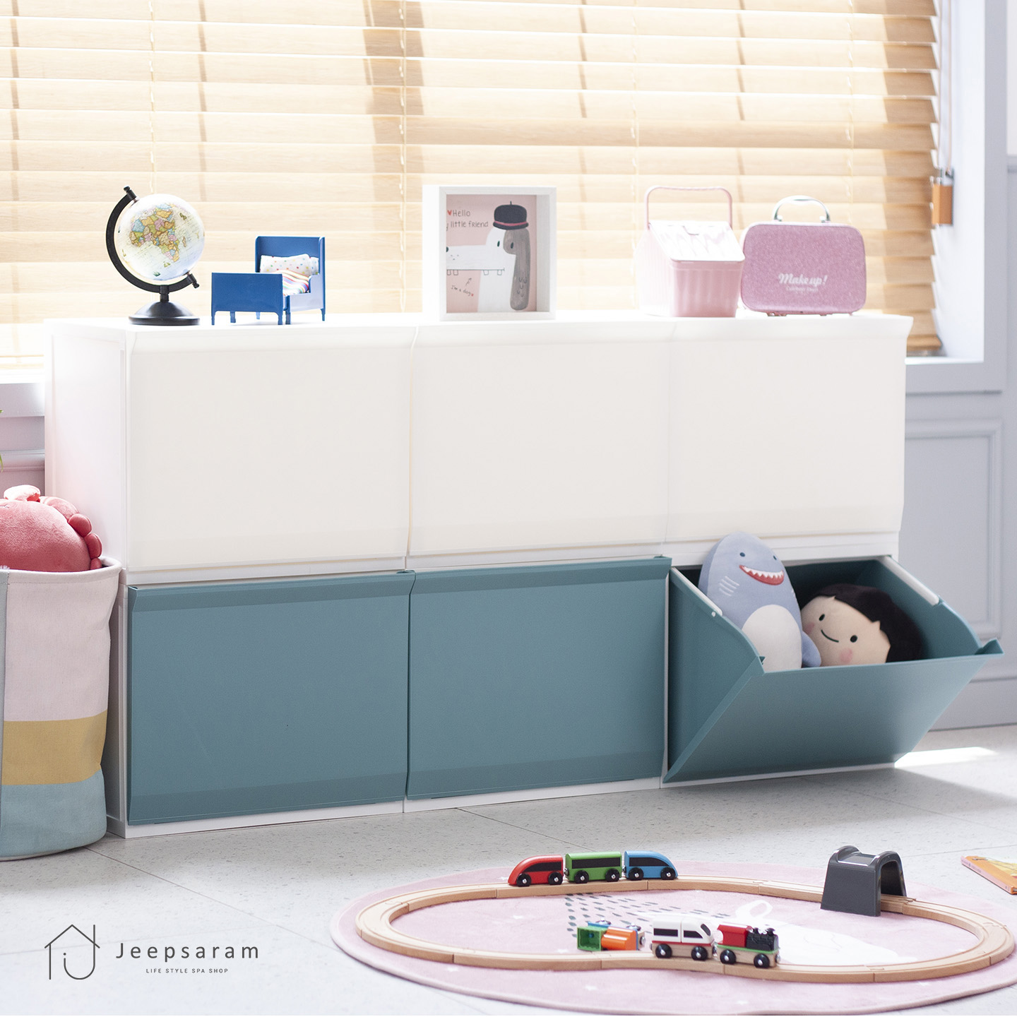 장난감정리 리빙박스 수납 정리함 박스 바구니분리기능 Jeepsaram