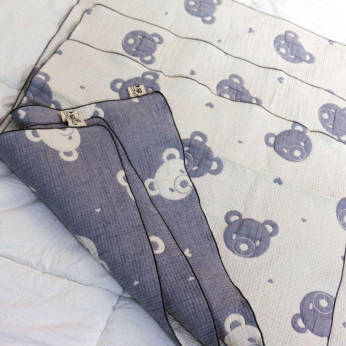 강아지이불 거즈 애견 부드러운 사계절 담요 강아지블랭킷 곰돌이 푸푸블랭킷 블루