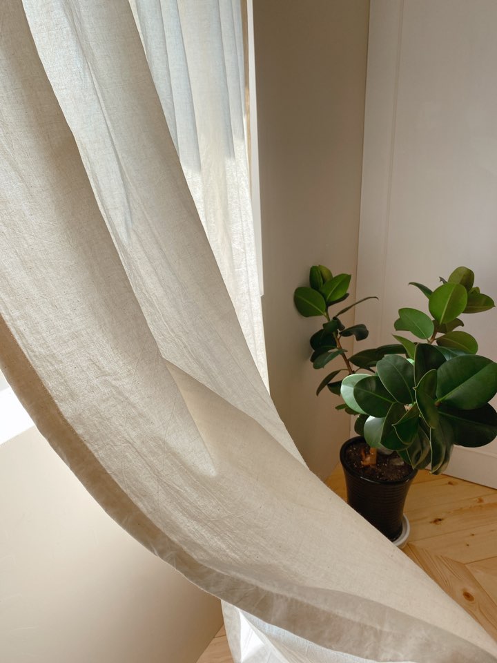 광목커튼 워싱 아이보리 카페커튼 국내생산 화이트 내츄럴