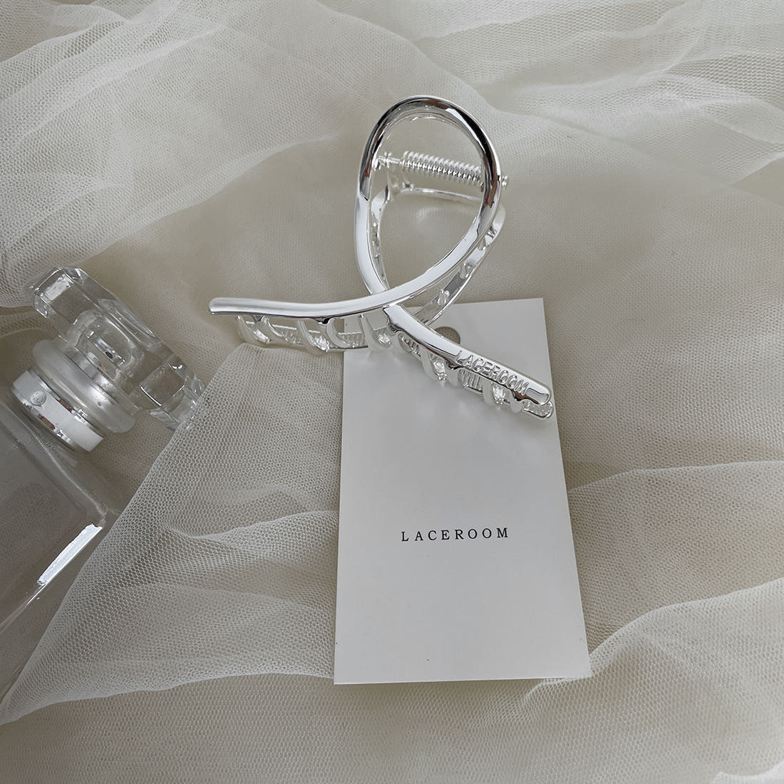 LACEROOM 꼬임 슬림 왕폭 헤어 집게 핀 은도금 올림머리