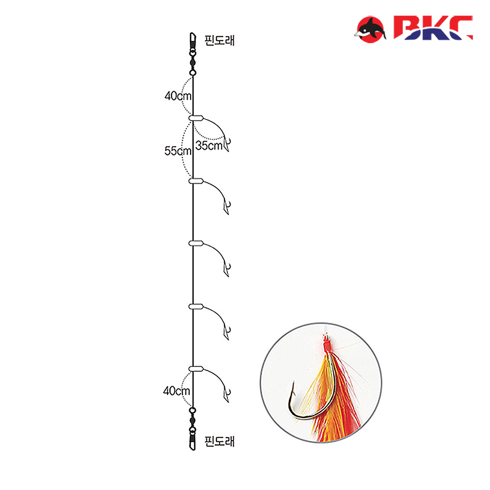 열기 우럭 채비 닭털 침선 어초채비 선상 바늘 BK-374 - 상세 이미지 2