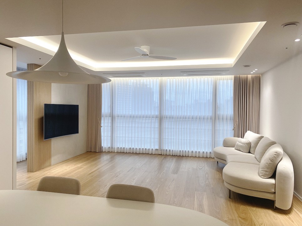 [ 익일배송 ] 코지앳홈 린넨스타일화이트 거실속커튼2장세트 사이즈별5종