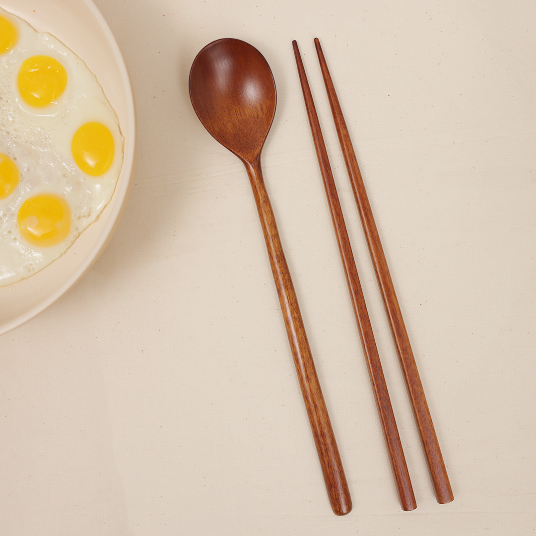[대한민국 우수문화상품]칠몽 국내산 자연 옻칠 나무 수저세트(숟가락+젓가락) 제품 이미지