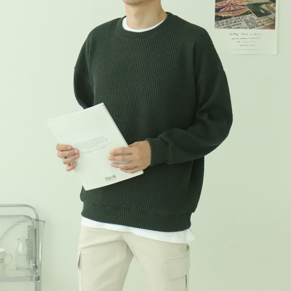 남자니트 구김없는 골지 기모 니트 남자맨투맨