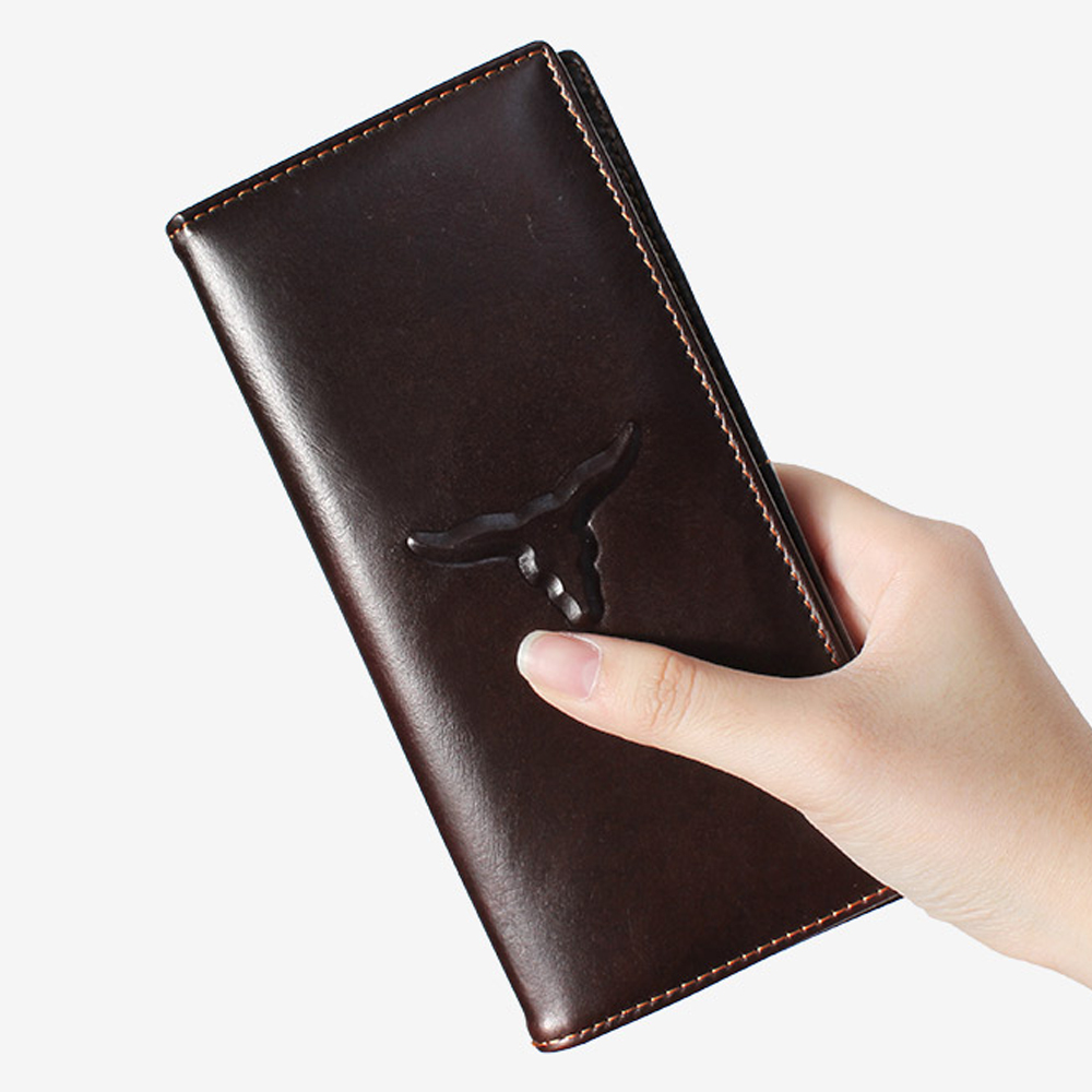 남자 천연 소가죽 고급 장지갑 아빠 남친 장지갑선물 직장인 남성 모던한 정장 가죽 긴지갑 - 상품 이미지
