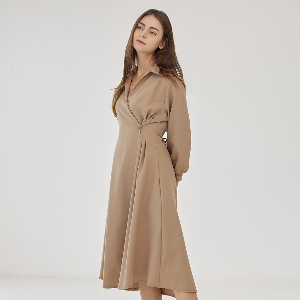 예시카 원버튼 스트랩 랩스타일 롱 원피스 YG1OP926