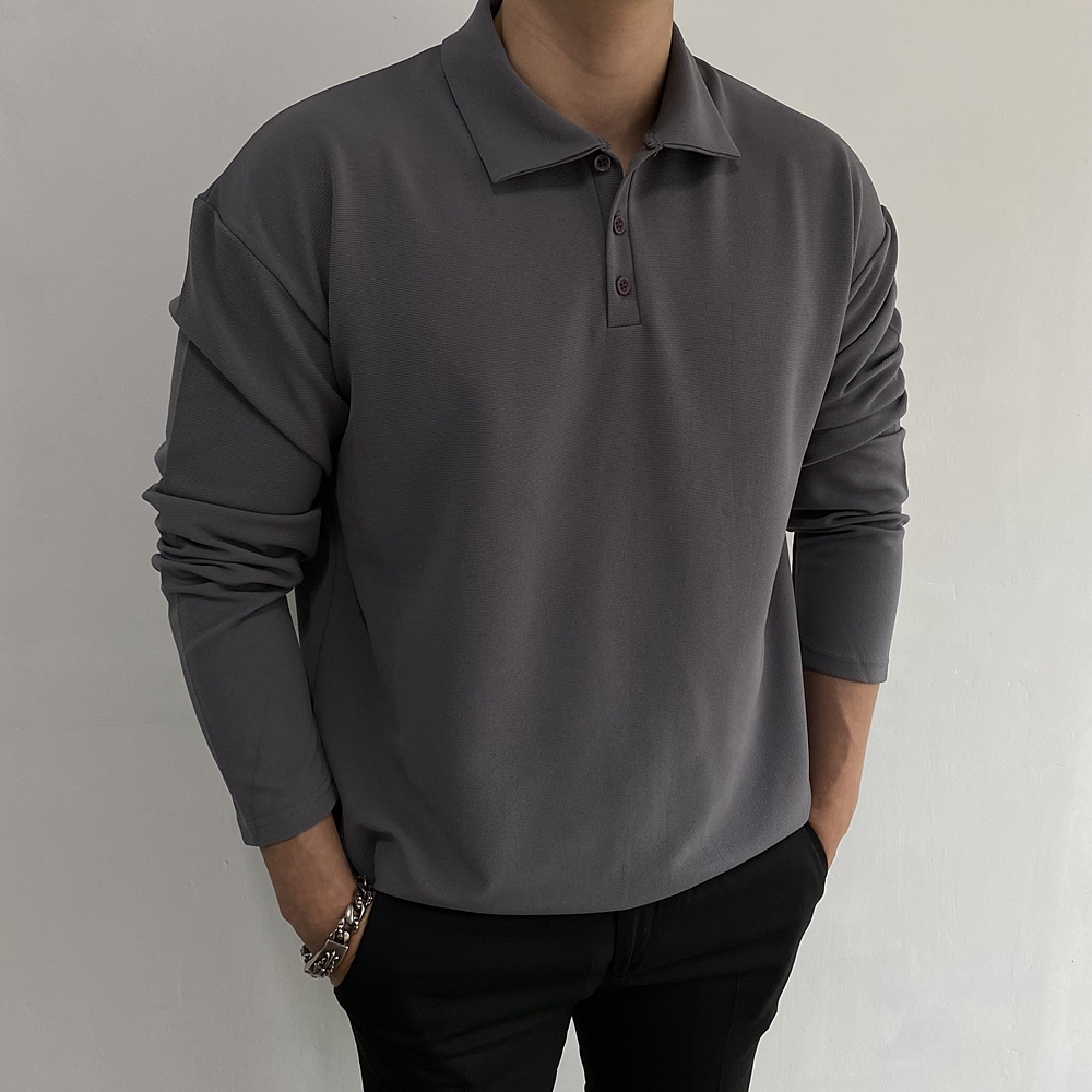 헨리넥 카라 긴팔 남자 티셔츠 - 상품 이미지