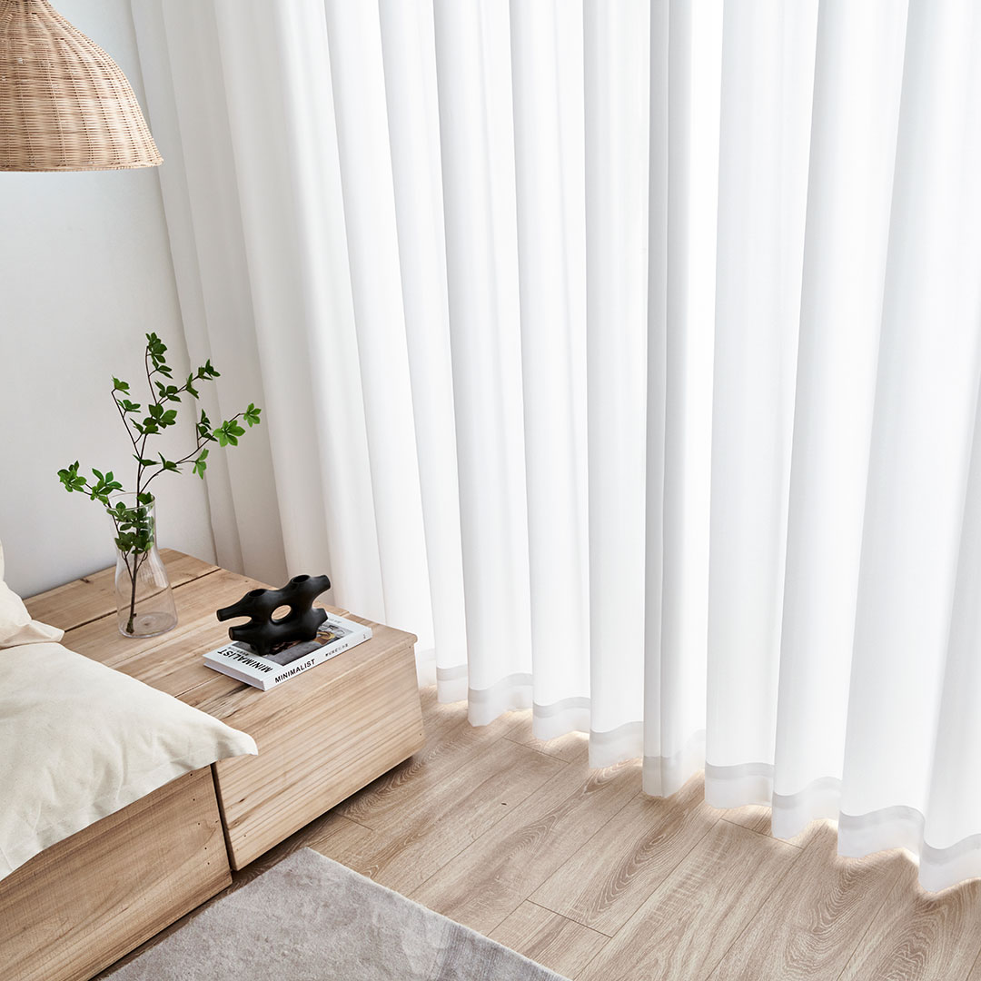 [맞춤커튼] 국내생산 이음선없는 도톰차르르 나비주름 화이트 쉬폰 거실 안방 속커튼