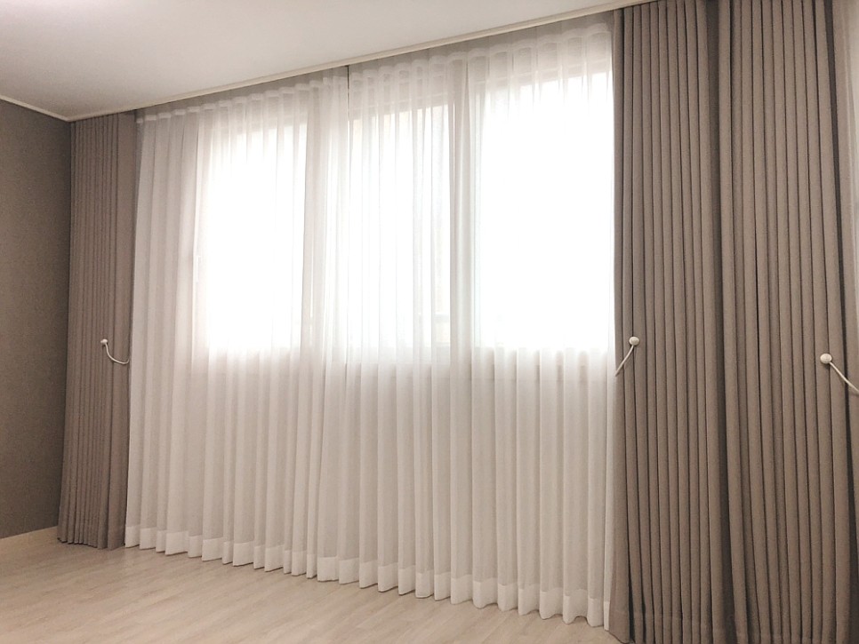 [ 익일배송 ] 코지앳홈 린넨스타일화이트 거실속커튼2장세트 사이즈별5종