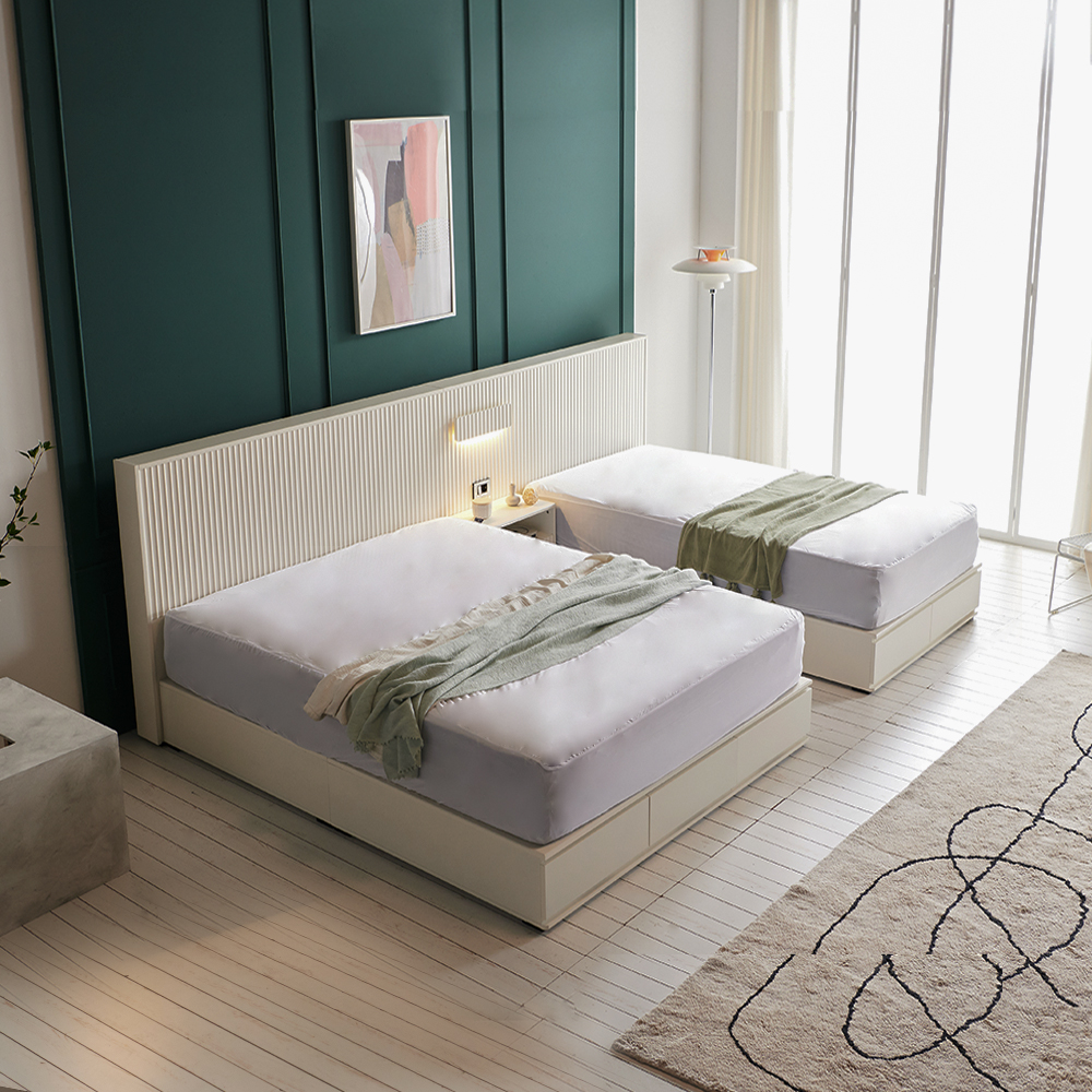 브릿지 신혼 부부 호텔 수납형 도장 침대 프레임 퀸 킹 사이즈 Q/K공용