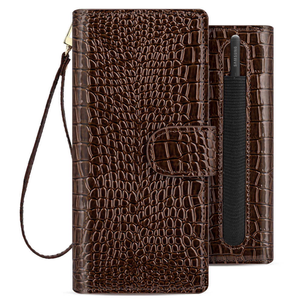 갤럭시 Z폴드4 오트 지갑형 스트랩 S펜 수납 다이어리 브라운 - 상품 이미지