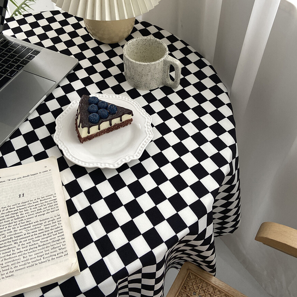 체커보드 벨벳 테이블보 감성 식탁보 책상 화장대 원형 사각 홈캠핑 테이블천