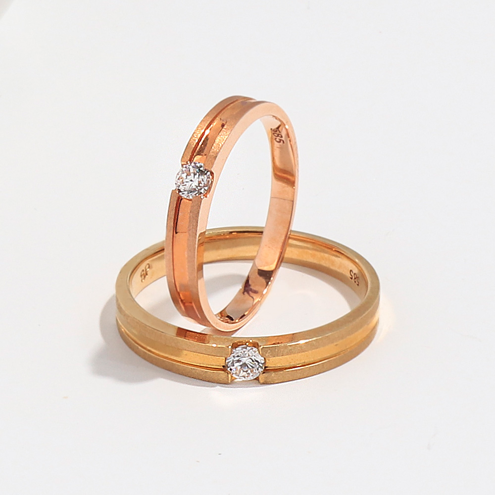 1부 랩 다이아 커플링 모노 라인 기념일 선물 데일리 심플 커플 반지 14K 18K