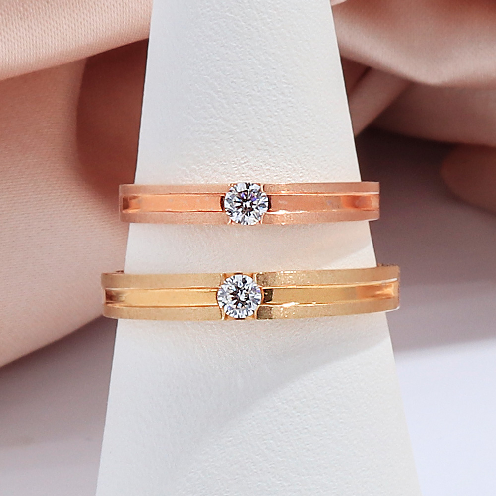 1부 랩 다이아 커플링 모노 라인 기념일 선물 데일리 심플 커플 반지 14K 18K