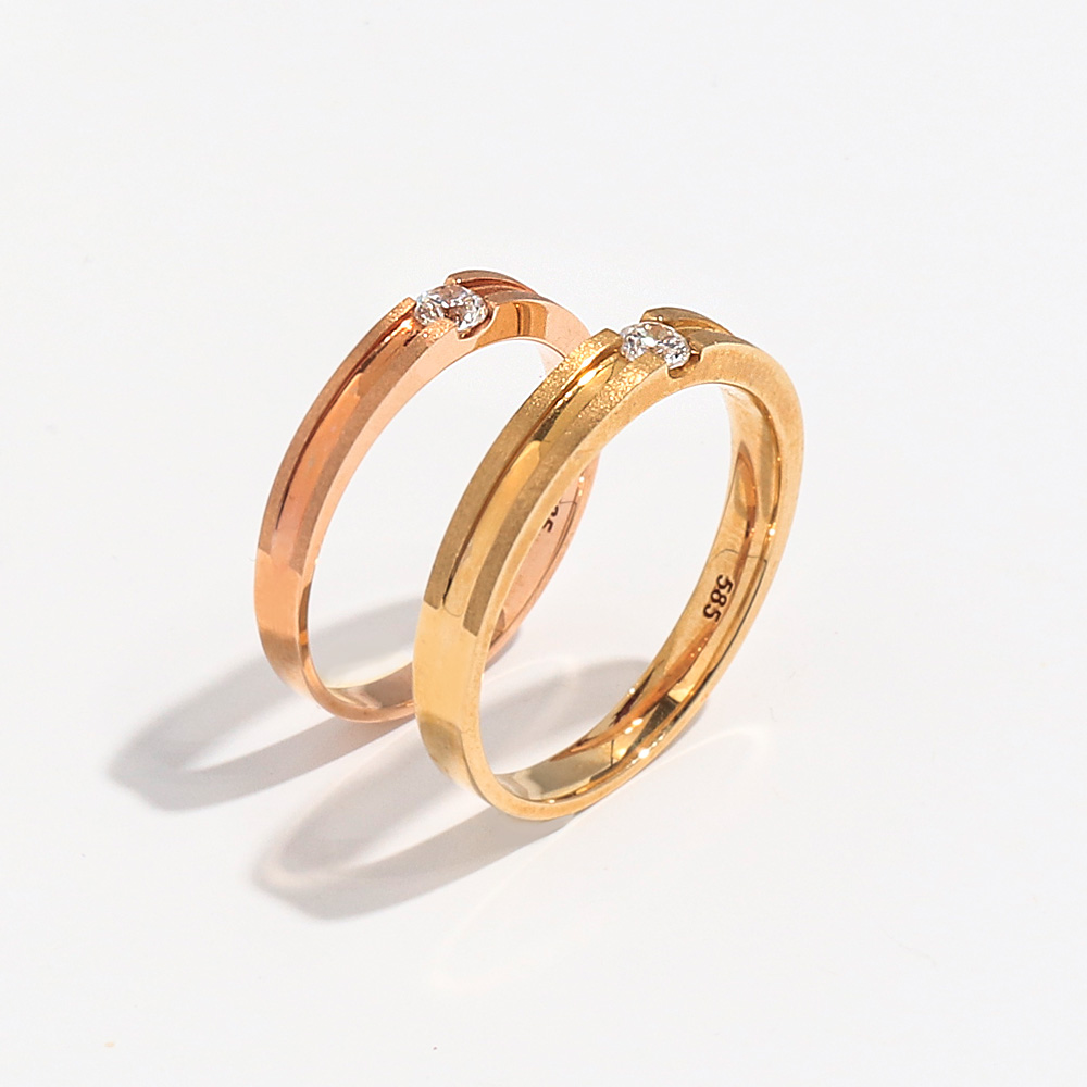 1부 랩 다이아 커플링 모노 라인 기념일 선물 데일리 심플 커플 반지 14K 18K