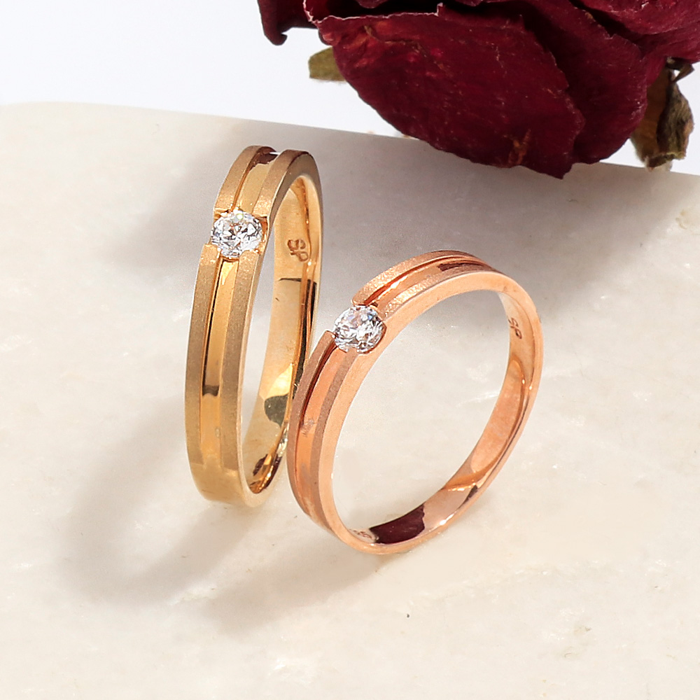 1부 랩 다이아 커플링 모노 라인 기념일 선물 데일리 심플 커플 반지 14K 18K