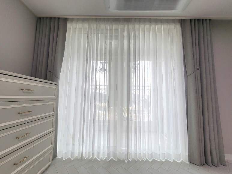 [ 익일배송 ] 코지앳홈 린넨스타일화이트 거실속커튼2장세트 사이즈별5종