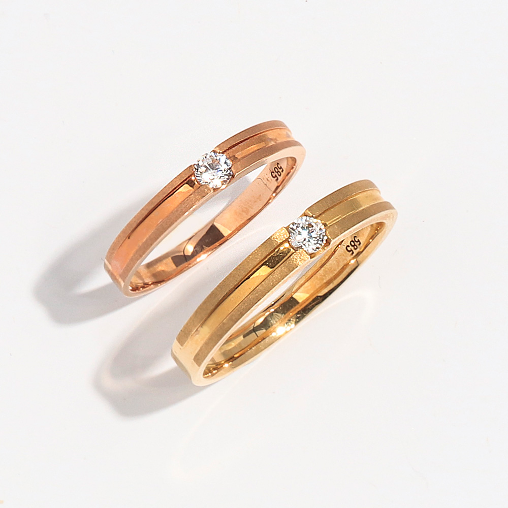 1부 랩 다이아 커플링 모노 라인 기념일 선물 데일리 심플 커플 반지 14K 18K